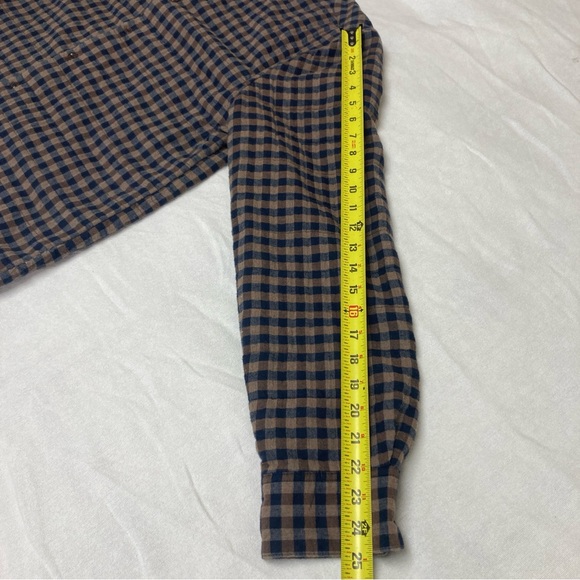 Thomas Dean Mens Padded Plaid Shirt Jacket Navy Front Button Closure - Picture 10 of 15